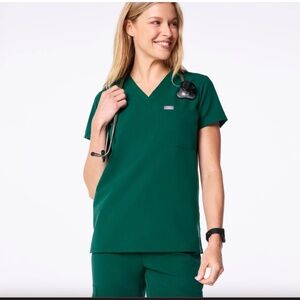 Figs Catarina Scrub Top - Hunter Green - Size S